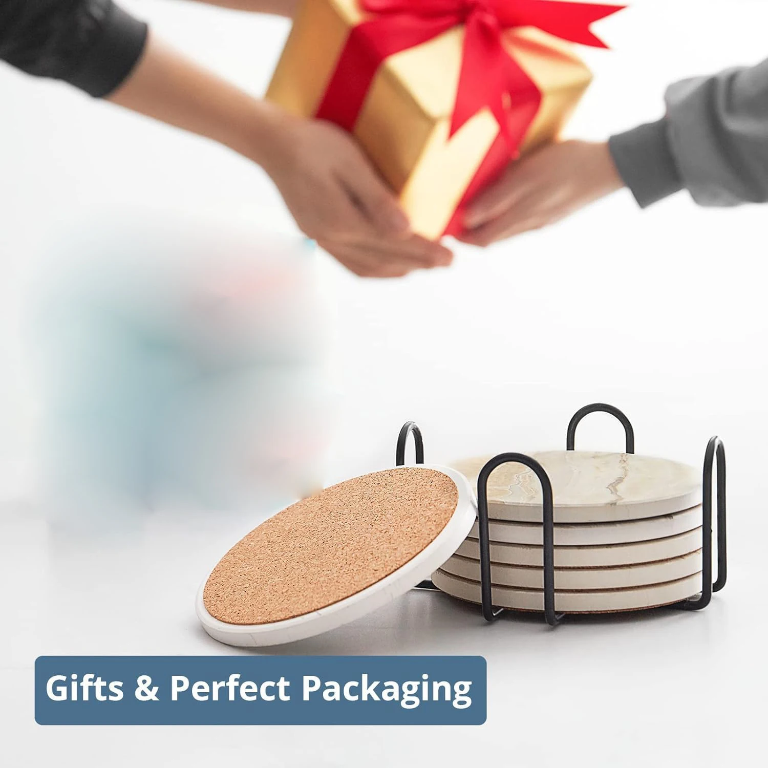 6Pcs Beverage Coaster Set with - đánh giá và giá Marble Coaster Set