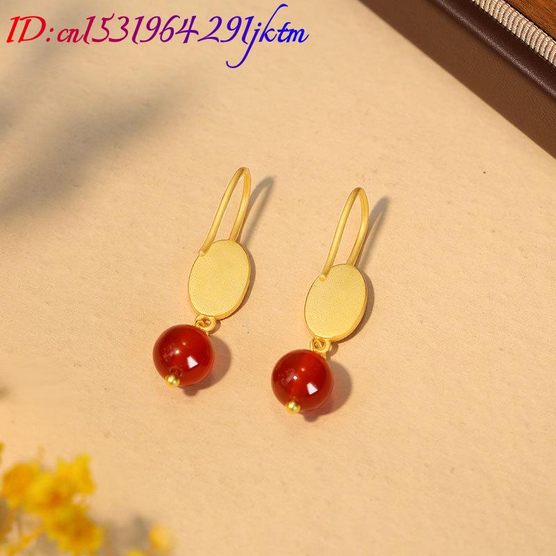 Natural Red Jade Bead Earrings - đánh giá và giá Gold Plated Jewelry