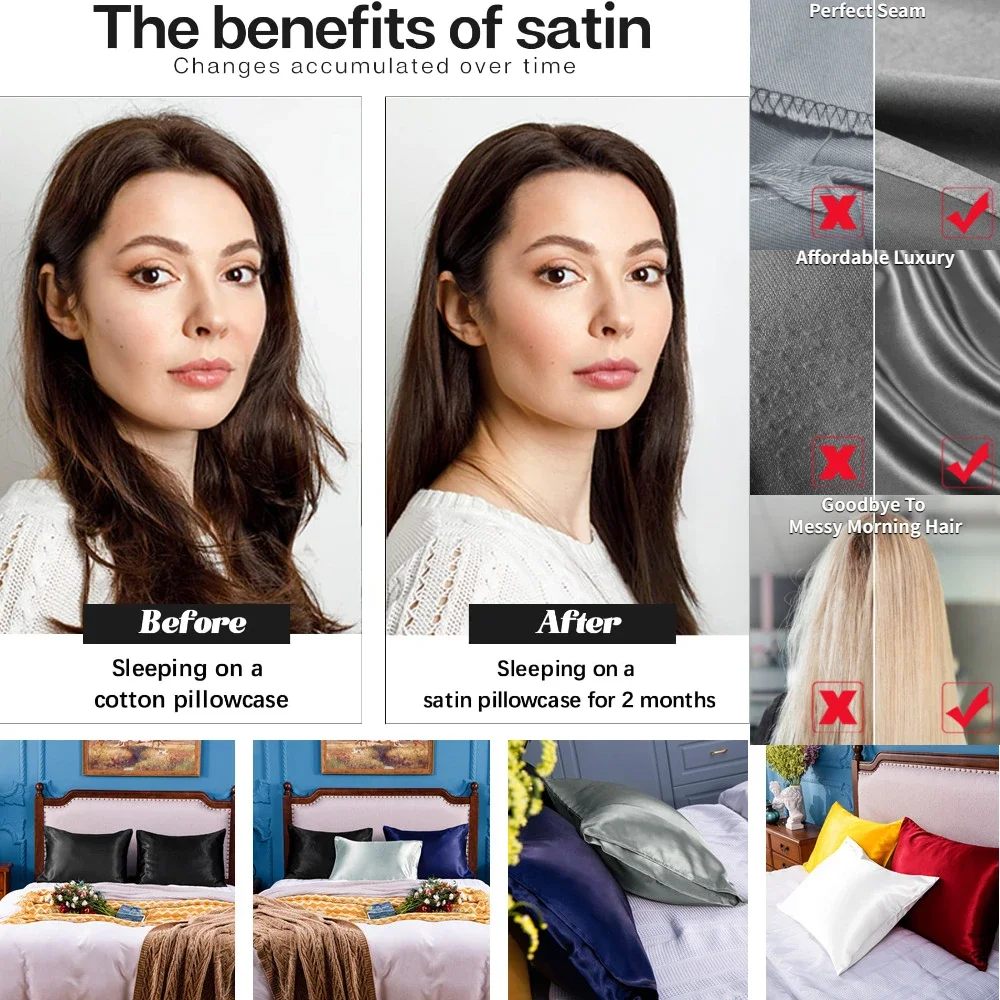 2 Pack Satin Pillowcase for Ha - đánh giá và giá Silk Pillowcase
