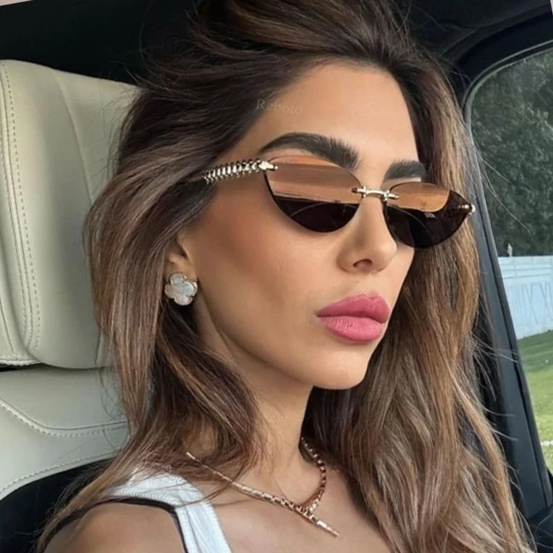 New Cat Eye Rivet Rimless Sung - đánh giá và giá Designer Sunglasses