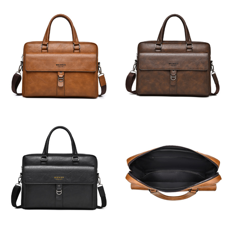 Vintage Dark Brown PU Leather  - đánh giá và giá Leather Briefcase