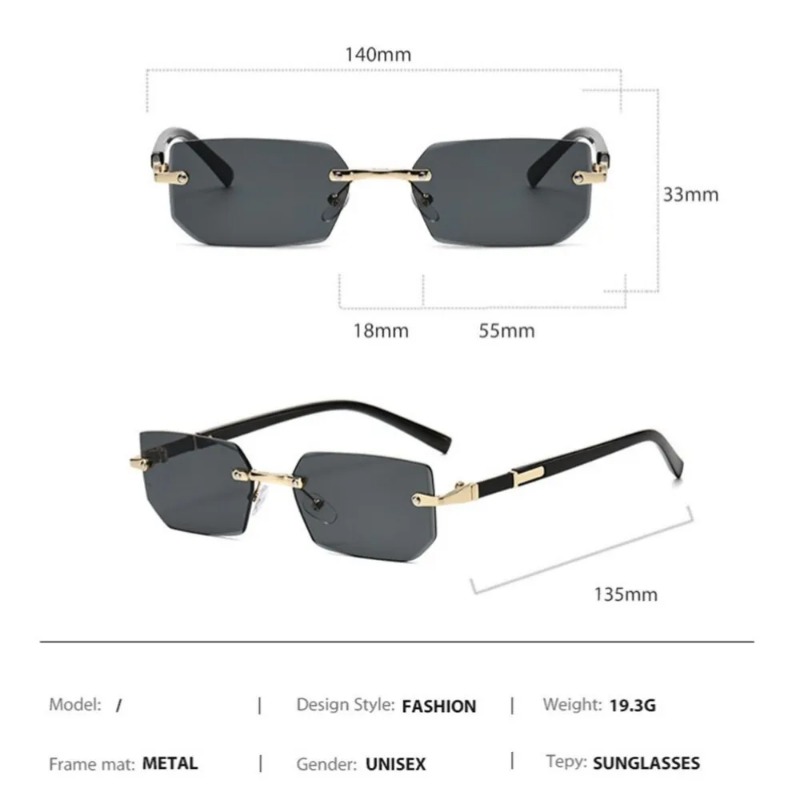 Rimless Cut Edge Rectangle Sun - đánh giá và giá Designer Sunglasses
