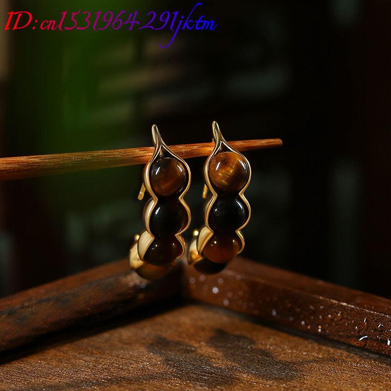 Tiger Eye Pod Earrings Gemston - đánh giá và giá Gold Plated Jewelry